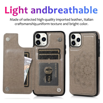 Double Buckle Mandala Pattern PU+TPU Protective Case with Card Slots & Holder & Photo Frame For iPhone 11 Pro(Grey)-garmade.com