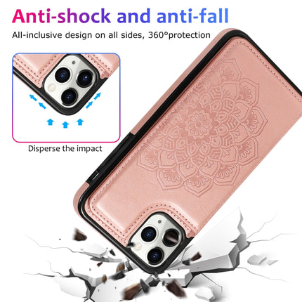 Double Buckle Mandala Pattern PU+TPU Protective Case with Card Slots & Holder & Photo Frame For iPhone 11 Pro(Rose Gold)-garmade.com