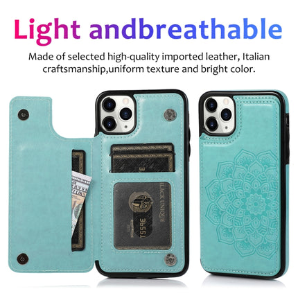 Double Buckle Mandala Pattern PU+TPU Protective Case with Card Slots & Holder & Photo Frame For iPhone 11 Pro Max(Green)-garmade.com