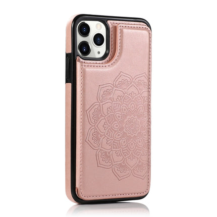 Double Buckle Mandala Pattern PU+TPU Protective Case with Card Slots & Holder & Photo Frame For iPhone 11 Pro Max(Rose Gold)-garmade.com