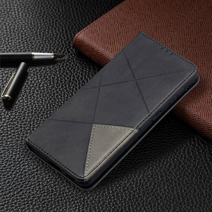 For Samsung Galaxy S21 5G Rhombus Texture Horizontal Flip Magnetic Leather Case with Holder & Card Slots(Black)-garmade.com