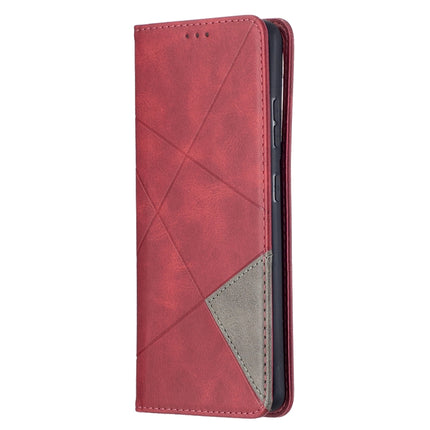 For Samsung Galaxy S21 Ultra 5G Rhombus Texture Horizontal Flip Magnetic Leather Case with Holder & Card Slots(Red)-garmade.com