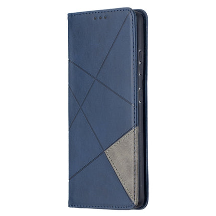 For Samsung Galaxy S21 Ultra 5G Rhombus Texture Horizontal Flip Magnetic Leather Case with Holder & Card Slots(Blue)-garmade.com