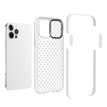 Shockproof Grid Texture TPU Protective Case For iPhone 12 mini(White)-garmade.com