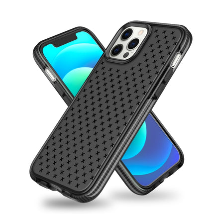 Shockproof Grid Texture TPU Protective Case For iPhone 12 / 12 Pro(Black)-garmade.com