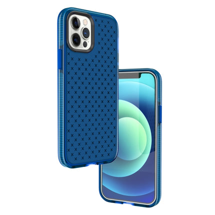 Shockproof Grid Texture TPU Protective Case For iPhone 12 / 12 Pro(Blue)-garmade.com