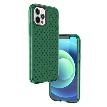 Shockproof Grid Texture TPU Protective Case For iPhone 12 / 12 Pro(Green)-garmade.com