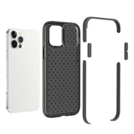 Shockproof Grid Texture TPU Protective Case For iPhone 12 Pro Max(Black)-garmade.com