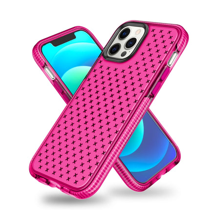 Shockproof Grid Texture TPU Protective Case For iPhone 12 Pro Max(Red)-garmade.com