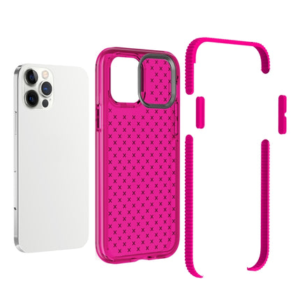 Shockproof Grid Texture TPU Protective Case For iPhone 12 Pro Max(Red)-garmade.com