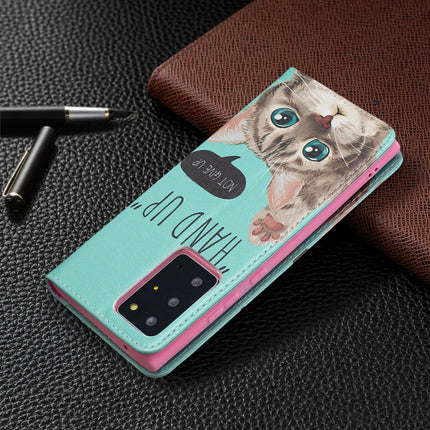 For Samsung Galaxy Note20 Ultra Colored Drawing Pattern Invisible Magnetic Horizontal Flip PU Leather Case with Holder & Card Slots & Wallet(Cat)-garmade.com