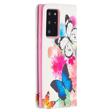 For Samsung Galaxy Note20 Ultra Colored Drawing Pattern Invisible Magnetic Horizontal Flip PU Leather Case with Holder & Card Slots & Wallet(Two Butterflies)-garmade.com