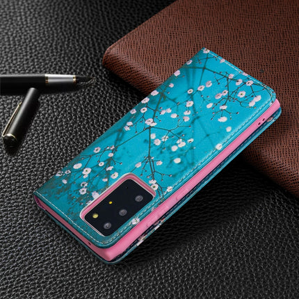 For Samsung Galaxy Note20 Ultra Colored Drawing Pattern Invisible Magnetic Horizontal Flip PU Leather Case with Holder & Card Slots & Wallet(Plum Blossom)-garmade.com