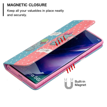 For Samsung Galaxy Note20 Ultra Colored Drawing Pattern Invisible Magnetic Horizontal Flip PU Leather Case with Holder & Card Slots & Wallet(Elephants)-garmade.com