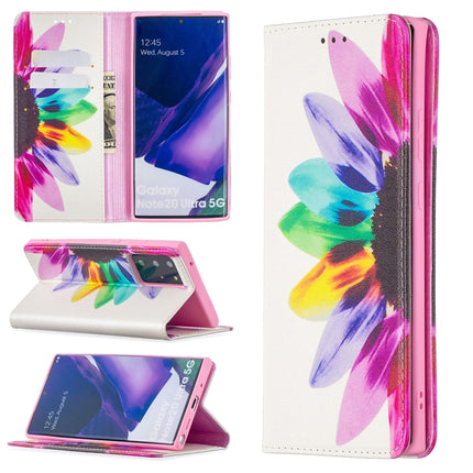 For Samsung Galaxy Note20 Ultra Colored Drawing Pattern Invisible Magnetic Horizontal Flip PU Leather Case with Holder & Card Slots & Wallet(Sun Flower)-garmade.com