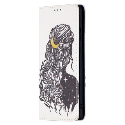 For Samsung Galaxy Note20 Colored Drawing Pattern Invisible Magnetic Horizontal Flip PU Leather Case with Holder & Card Slots & Wallet(Girl)-garmade.com