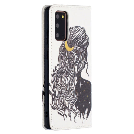 For Samsung Galaxy Note20 Colored Drawing Pattern Invisible Magnetic Horizontal Flip PU Leather Case with Holder & Card Slots & Wallet(Girl)-garmade.com