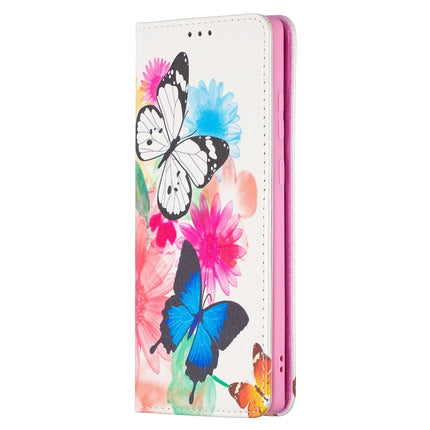 For Samsung Galaxy Note20 Colored Drawing Pattern Invisible Magnetic Horizontal Flip PU Leather Case with Holder & Card Slots & Wallet(Two Butterflies)-garmade.com