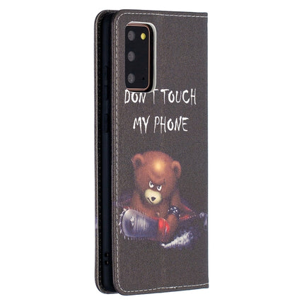 For Samsung Galaxy Note20 Colored Drawing Pattern Invisible Magnetic Horizontal Flip PU Leather Case with Holder & Card Slots & Wallet(Bear)-garmade.com