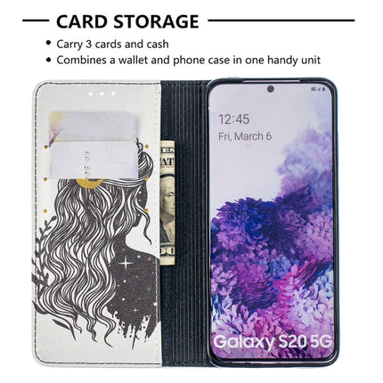 For Samsung Galaxy S20 Colored Drawing Pattern Invisible Magnetic Horizontal Flip PU Leather Case with Holder & Card Slots & Wallet(Girl)-garmade.com