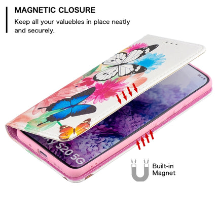 For Samsung Galaxy S20 Colored Drawing Pattern Invisible Magnetic Horizontal Flip PU Leather Case with Holder & Card Slots & Wallet(Two Butterflies)-garmade.com