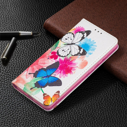 For Samsung Galaxy S20 Colored Drawing Pattern Invisible Magnetic Horizontal Flip PU Leather Case with Holder & Card Slots & Wallet(Two Butterflies)-garmade.com