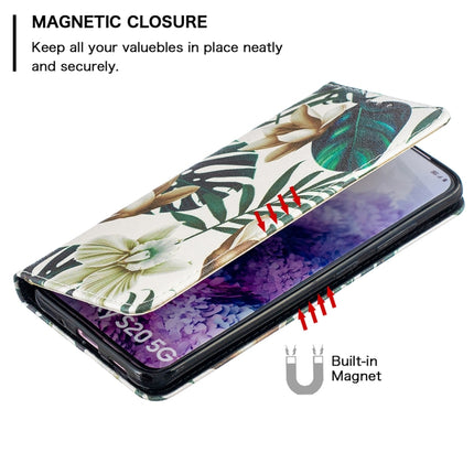 For Samsung Galaxy S20 Colored Drawing Pattern Invisible Magnetic Horizontal Flip PU Leather Case with Holder & Card Slots & Wallet(Red Leaves)-garmade.com