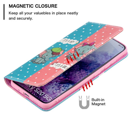 For Samsung Galaxy S20 Colored Drawing Pattern Invisible Magnetic Horizontal Flip PU Leather Case with Holder & Card Slots & Wallet(Elephants)-garmade.com