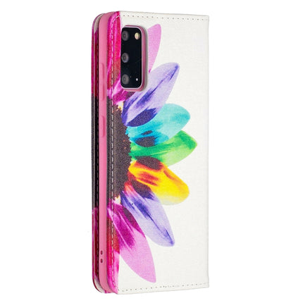 For Samsung Galaxy S20 Colored Drawing Pattern Invisible Magnetic Horizontal Flip PU Leather Case with Holder & Card Slots & Wallet(Sun Flower)-garmade.com
