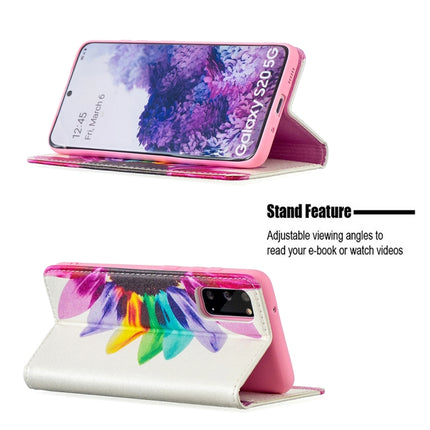 For Samsung Galaxy S20 Colored Drawing Pattern Invisible Magnetic Horizontal Flip PU Leather Case with Holder & Card Slots & Wallet(Sun Flower)-garmade.com