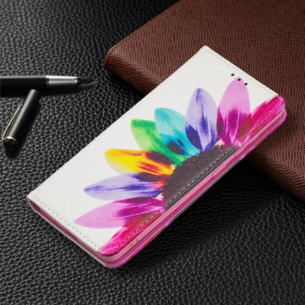 For Samsung Galaxy S20 Colored Drawing Pattern Invisible Magnetic Horizontal Flip PU Leather Case with Holder & Card Slots & Wallet(Sun Flower)-garmade.com