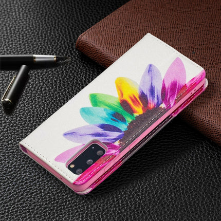 For Samsung Galaxy S20 Colored Drawing Pattern Invisible Magnetic Horizontal Flip PU Leather Case with Holder & Card Slots & Wallet(Sun Flower)-garmade.com