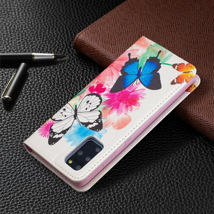 For Samsung Galaxy S20 Plus Colored Drawing Pattern Invisible Magnetic Horizontal Flip PU Leather Case with Holder & Card Slots & Wallet(Two Butterflies)-garmade.com