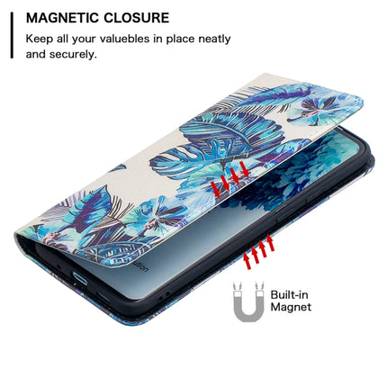 For Samsung Galaxy S20 Plus Colored Drawing Pattern Invisible Magnetic Horizontal Flip PU Leather Case with Holder & Card Slots & Wallet(Blue Leaves)-garmade.com