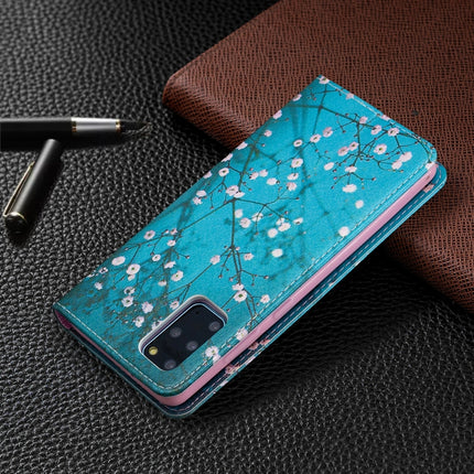 For Samsung Galaxy S20 Plus Colored Drawing Pattern Invisible Magnetic Horizontal Flip PU Leather Case with Holder & Card Slots & Wallet(Plum Blossom)-garmade.com