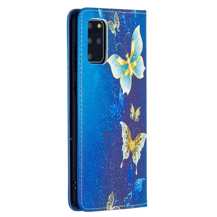 For Samsung Galaxy S20 Plus Colored Drawing Pattern Invisible Magnetic Horizontal Flip PU Leather Case with Holder & Card Slots & Wallet(Gold Butterflies)-garmade.com