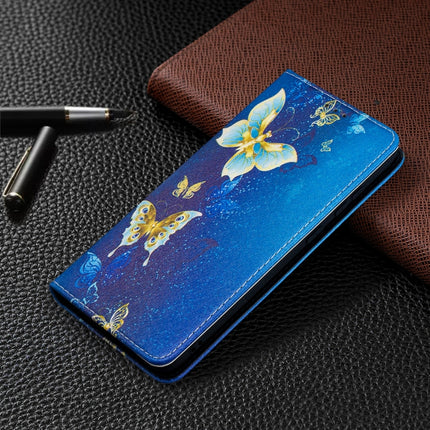 For Samsung Galaxy S20 Plus Colored Drawing Pattern Invisible Magnetic Horizontal Flip PU Leather Case with Holder & Card Slots & Wallet(Gold Butterflies)-garmade.com