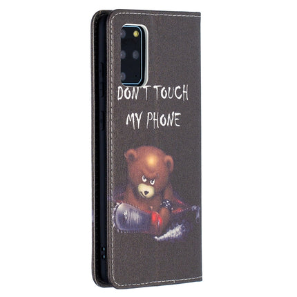 For Samsung Galaxy S20 Plus Colored Drawing Pattern Invisible Magnetic Horizontal Flip PU Leather Case with Holder & Card Slots & Wallet(Bear)-garmade.com