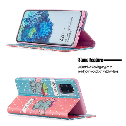 For Samsung Galaxy S20 Plus Colored Drawing Pattern Invisible Magnetic Horizontal Flip PU Leather Case with Holder & Card Slots & Wallet(Elephants)-garmade.com