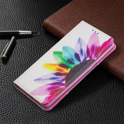 For Samsung Galaxy S20 Plus Colored Drawing Pattern Invisible Magnetic Horizontal Flip PU Leather Case with Holder & Card Slots & Wallet(Sun Flower)-garmade.com