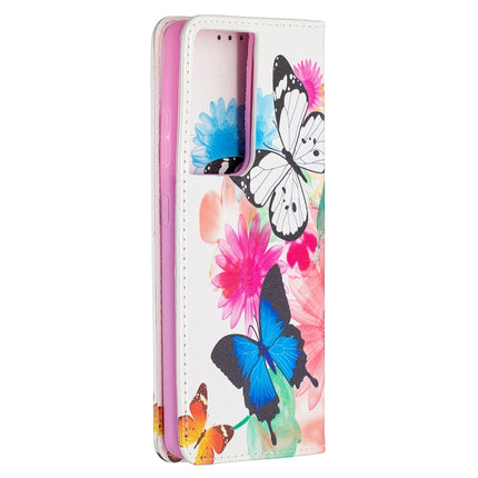 For Samsung Galaxy S20 Ultra Colored Drawing Pattern Invisible Magnetic Horizontal Flip PU Leather Case with Holder & Card Slots & Wallet(Two Butterflies)-garmade.com