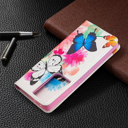 For Samsung Galaxy S20 Ultra Colored Drawing Pattern Invisible Magnetic Horizontal Flip PU Leather Case with Holder & Card Slots & Wallet(Two Butterflies)-garmade.com