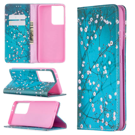 For Samsung Galaxy S20 Ultra Colored Drawing Pattern Invisible Magnetic Horizontal Flip PU Leather Case with Holder & Card Slots & Wallet(Plum Blossom)-garmade.com