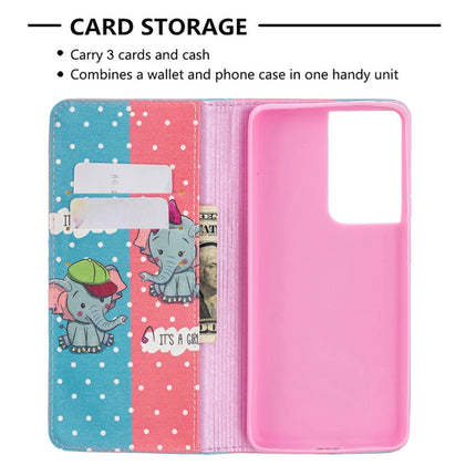 For Samsung Galaxy S20 Ultra Colored Drawing Pattern Invisible Magnetic Horizontal Flip PU Leather Case with Holder & Card Slots & Wallet(Elephants)-garmade.com