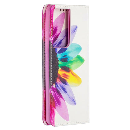 For Samsung Galaxy S20 Ultra Colored Drawing Pattern Invisible Magnetic Horizontal Flip PU Leather Case with Holder & Card Slots & Wallet(Sun Flower)-garmade.com