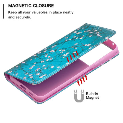 For Samsung Galaxy S21 Ultra 5G Colored Drawing Pattern Invisible Magnetic Horizontal Flip PU Leather Case with Holder & Card Slots & Wallet(Plum Blossom)-garmade.com