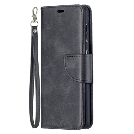 For Samsung Galaxy S21 5G Lambskin Texture Pure Color Horizontal Flip PU Leather Case with Holder & Card Slots & Wallet & Lanyard(Black)-garmade.com