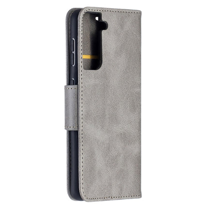 For Samsung Galaxy S21 5G Lambskin Texture Pure Color Horizontal Flip PU Leather Case with Holder & Card Slots & Wallet & Lanyard(Grey)-garmade.com