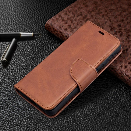 For Samsung Galaxy S21 5G Lambskin Texture Pure Color Horizontal Flip PU Leather Case with Holder & Card Slots & Wallet & Lanyard(Brown)-garmade.com