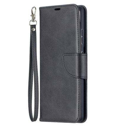 For Samsung Galaxy S21 Ultra 5G Lambskin Texture Pure Color Horizontal Flip PU Leather Case with Holder & Card Slots & Wallet & Lanyard(Black)-garmade.com